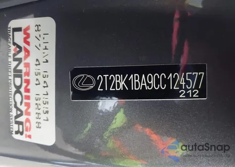 2012 Lexus Rx 350 z USA, uszkodzony, nr VIN 2T2BK1BA9CC124577